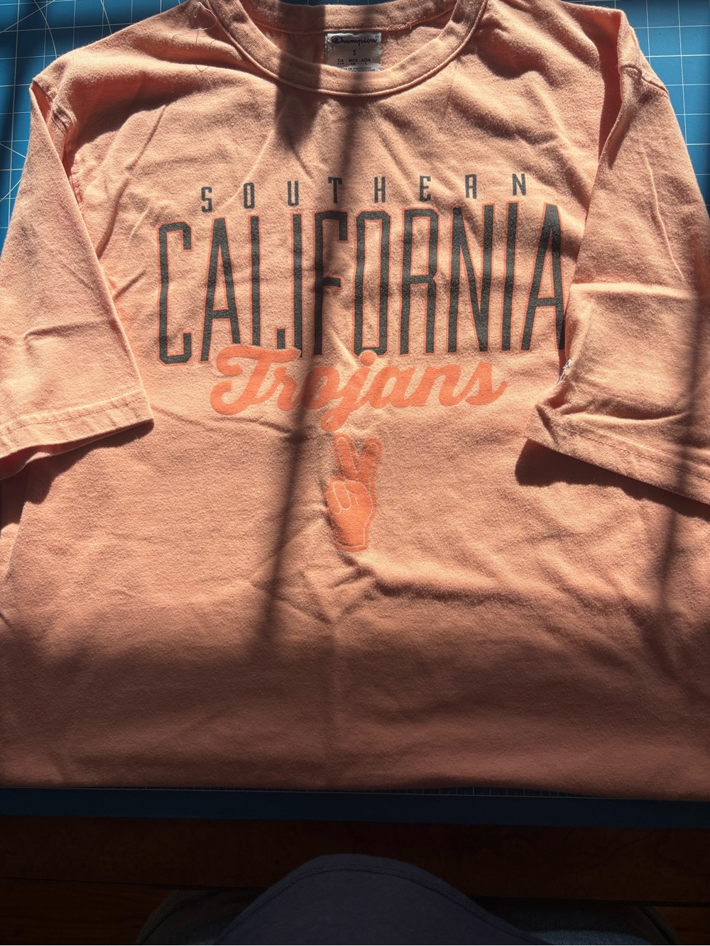 Champion Peach Crewneck Tee with Logo Tag